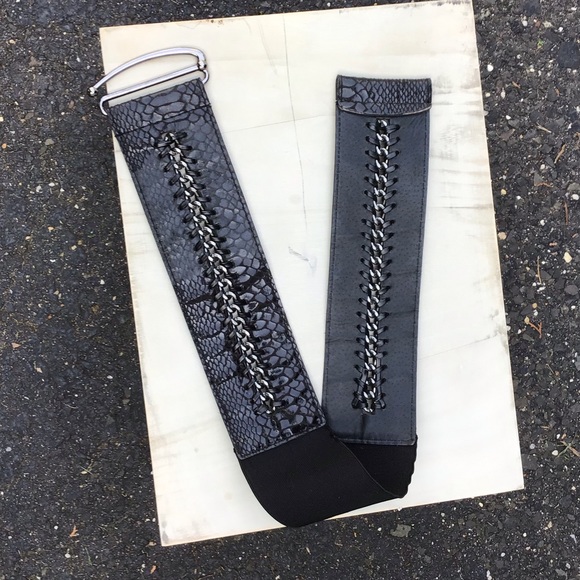 Black woven braided leather silver buckle OS - Picture 4 of 4